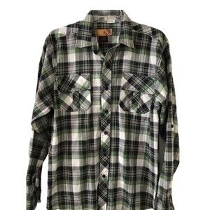 North 15 Plaid Shirt Country Casual Office Work Long Sleeve Button Down Men M